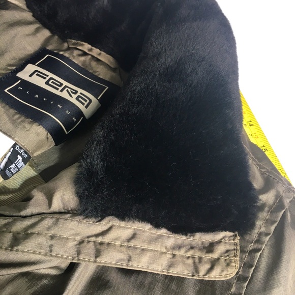 Y2k EUC Fera platinum bronze metallic Thermolite ski jacket with black faux fur - Picture 4 of 9